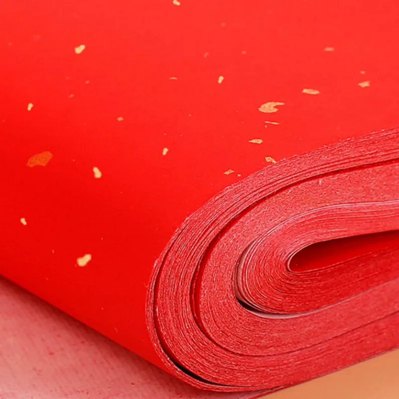 Двустишия на китайския пролетен фестивал Червена хартия Xuan за рязане на хартия за пликове за късмет, удебелена хартия за калиграфия, червена хартия Xuan