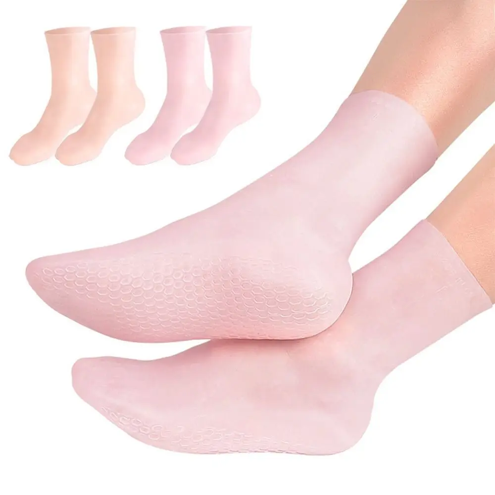 Анти Растрескивающиеся меки силиконови спа-чорапи за педикюр за дома, за краката, дълги силиконови чорапи, чорапи за грижа за краката, овлажняващи чорапи