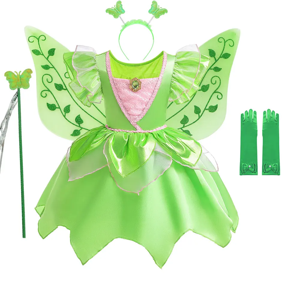 Рокля на принцеса Дисни Дин-дин за момичета, фантазийное рокля за cosplay, карнавальное облечи за Хелоуин, детски дрехи от 3 до 8 години